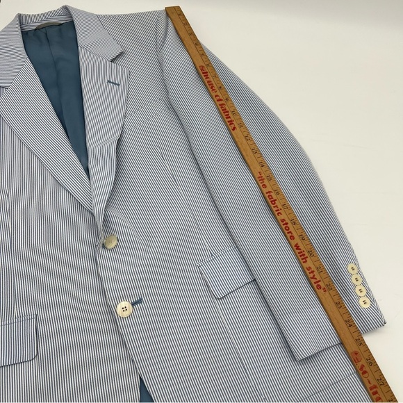 John Kent Collection Seersucker Blazer‎ Medium – Blue White Pinstripe - Picture 10 of 10
